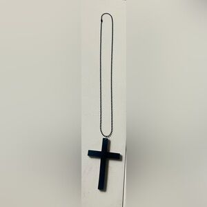 Dark Brown Wood Cross Pendant Necklace